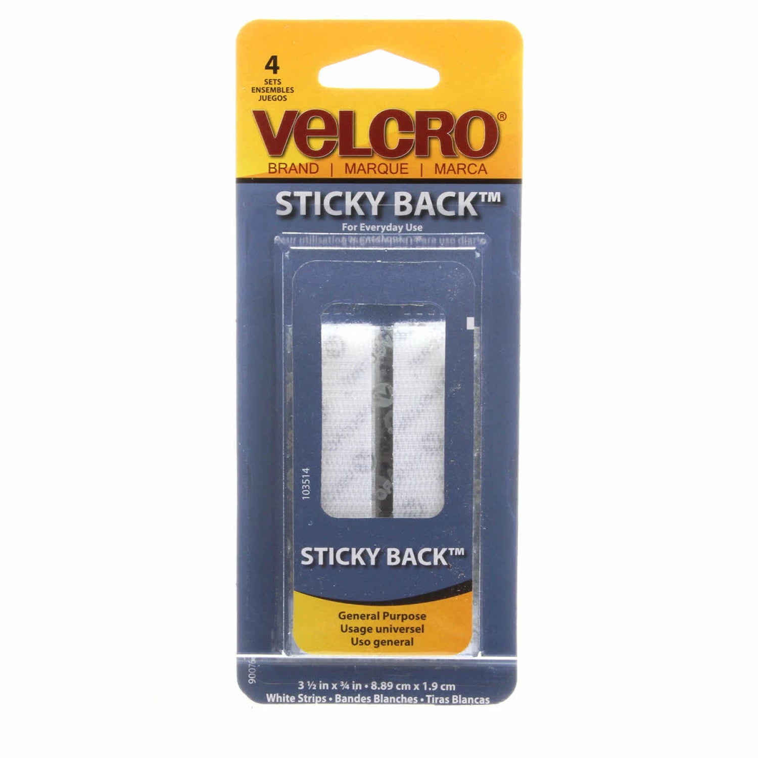 VELCRO® Brand Fastener Sticky Back Strip White 3 1/2in