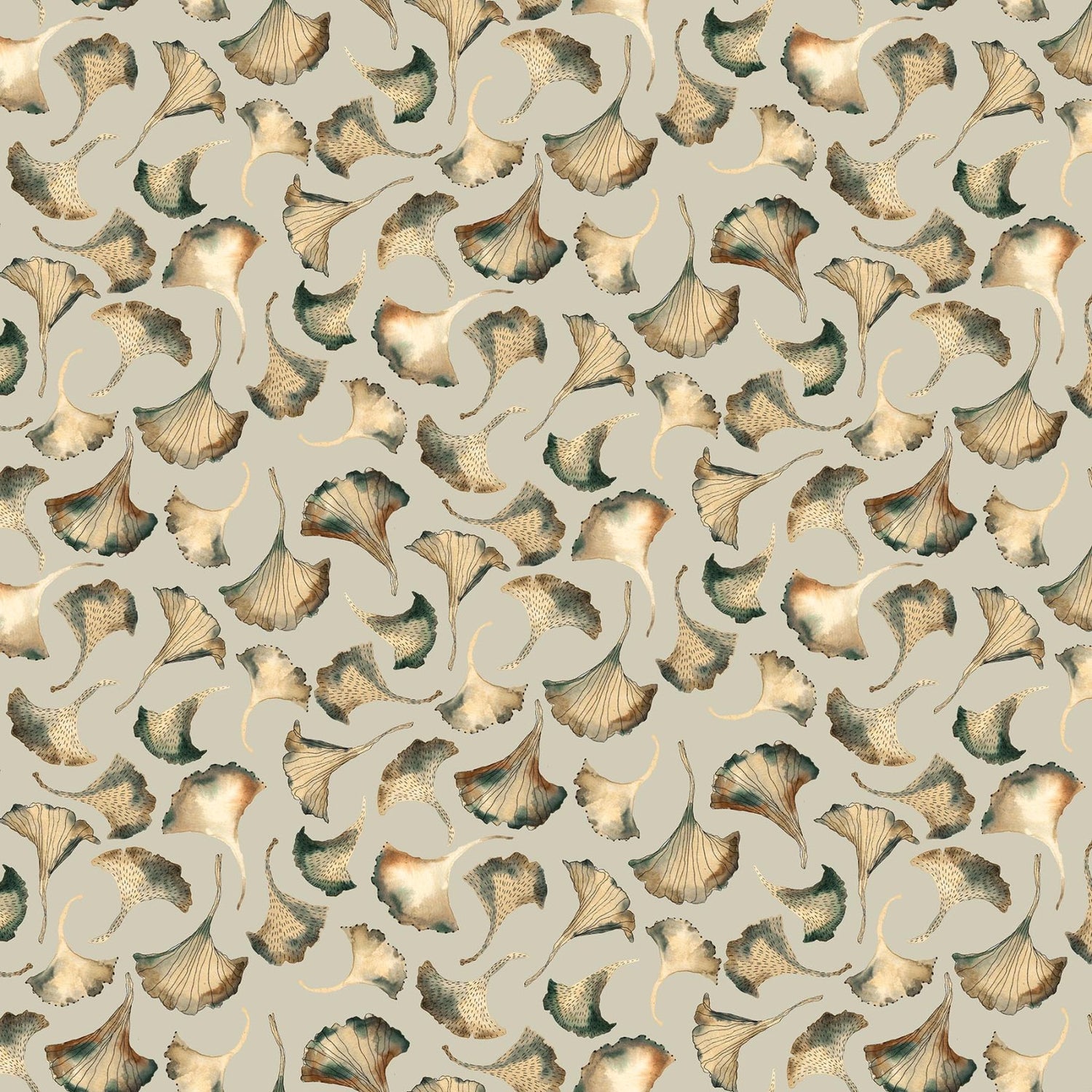 Northcott FIGO Autumn Forage Green Ginko by the yard