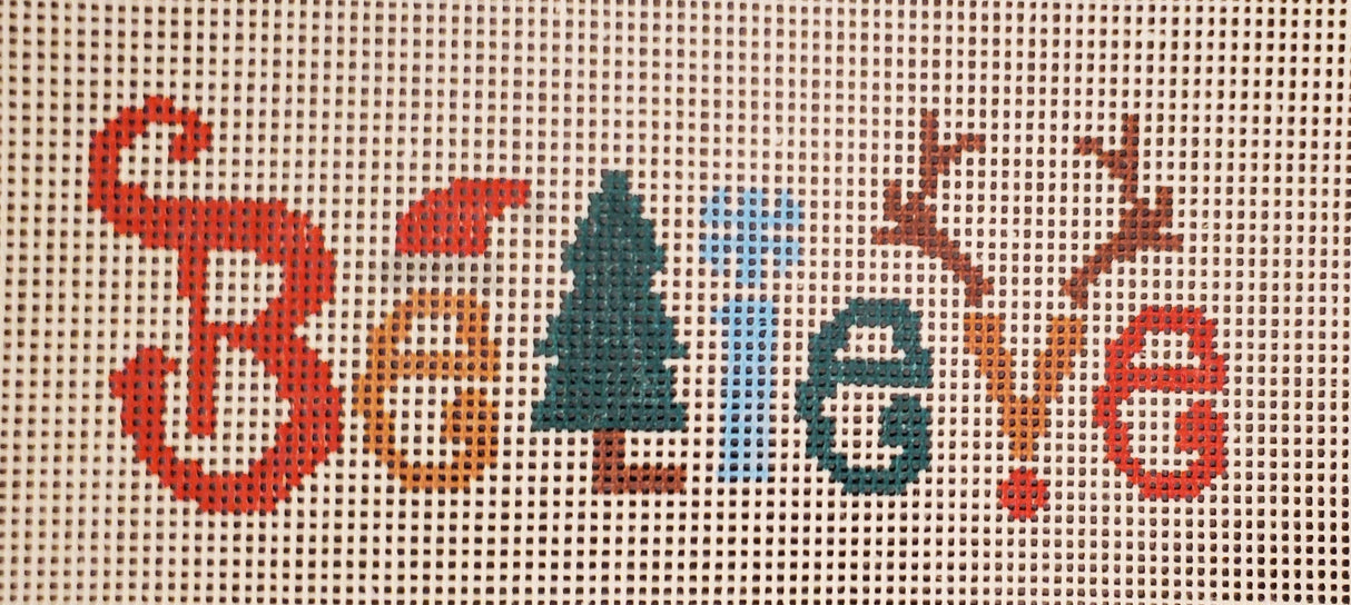 Christmas Believe needlepoint hand painted canvas