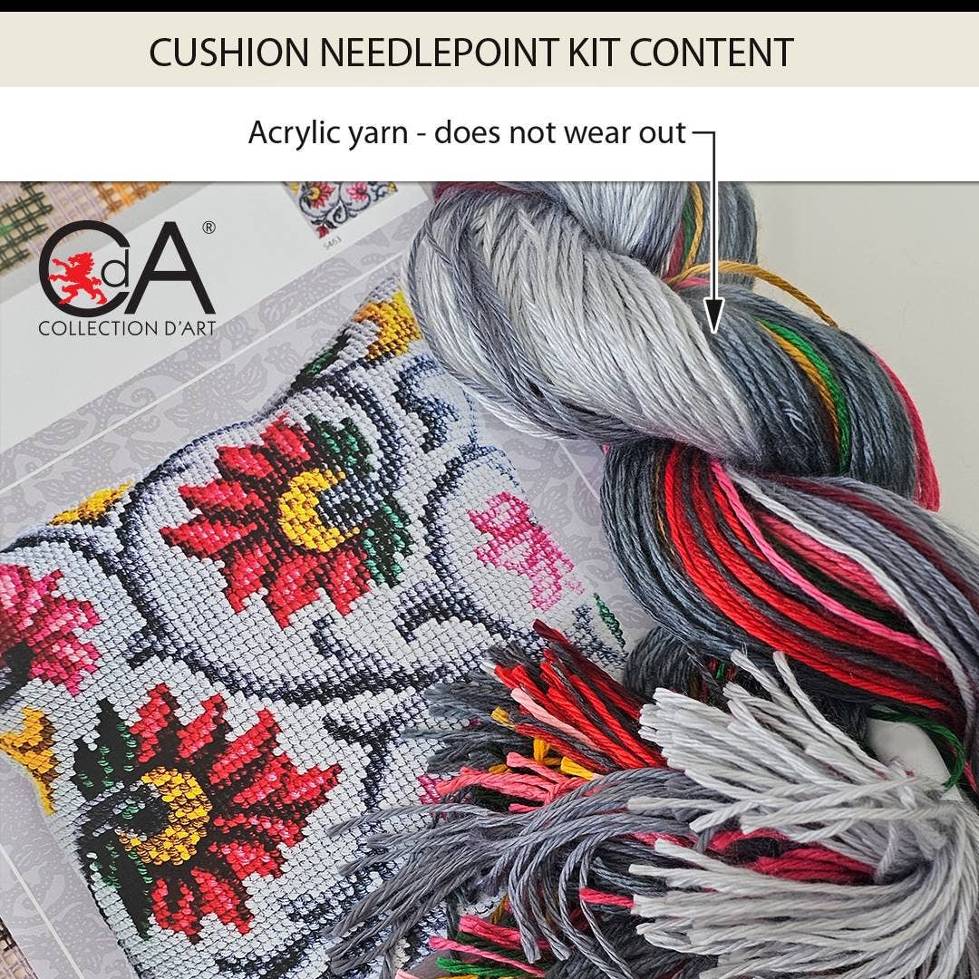 Cross Stitch Pillow Kit Floral Ornament Collection Dart