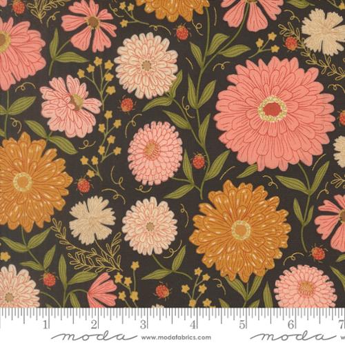 Ladybug Whimsy Metal Midnight 48440 18 Moda by the yard