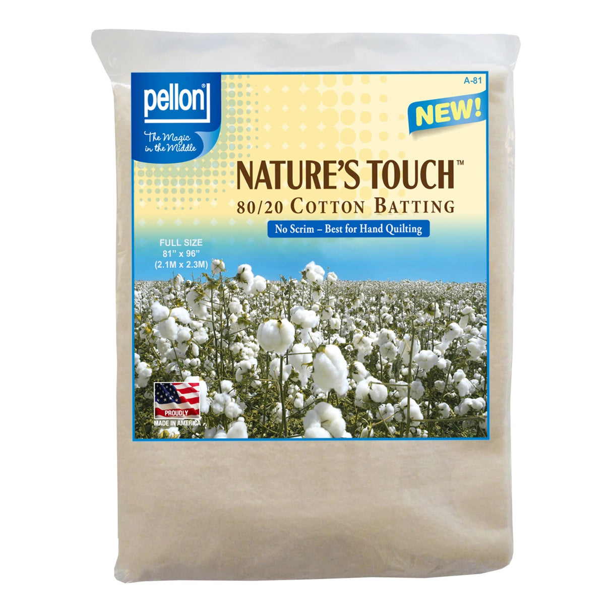 Pellon Natures Touch Natural Blend 80/20 Batting no scrim Full-Sized 81in x 96in