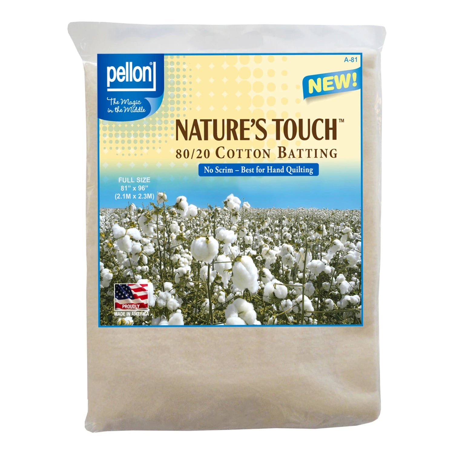 Pellon Natures Touch Natural Blend 80/20 Batting no scrim Full-Sized 81in x 96in