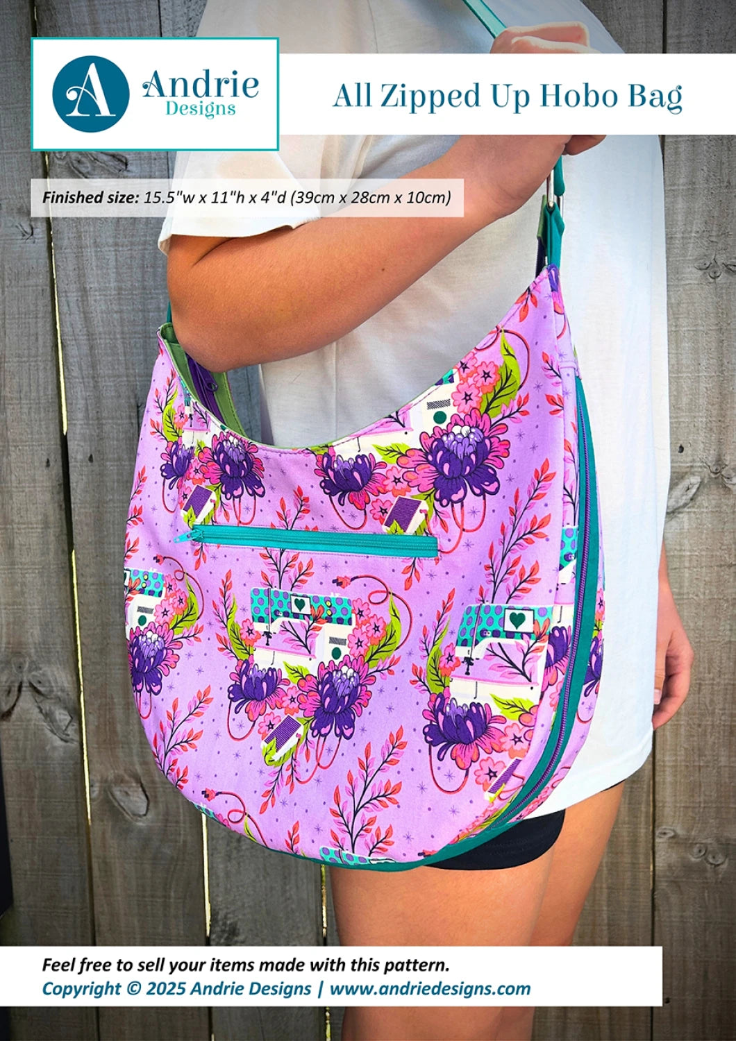 All Zipped Up Hobo Bag Printed Pattern Packet