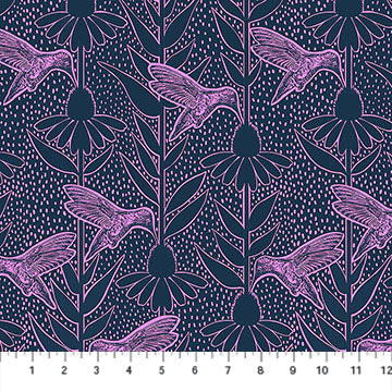 Anna Maria Textiles, Indelible Ink, Humming, Navy by the yard