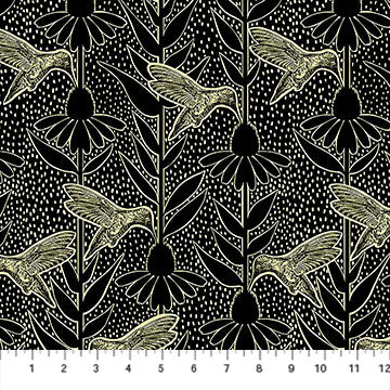 Anna Maria Textiles, Indelible Ink, Humming, Black by the yard
