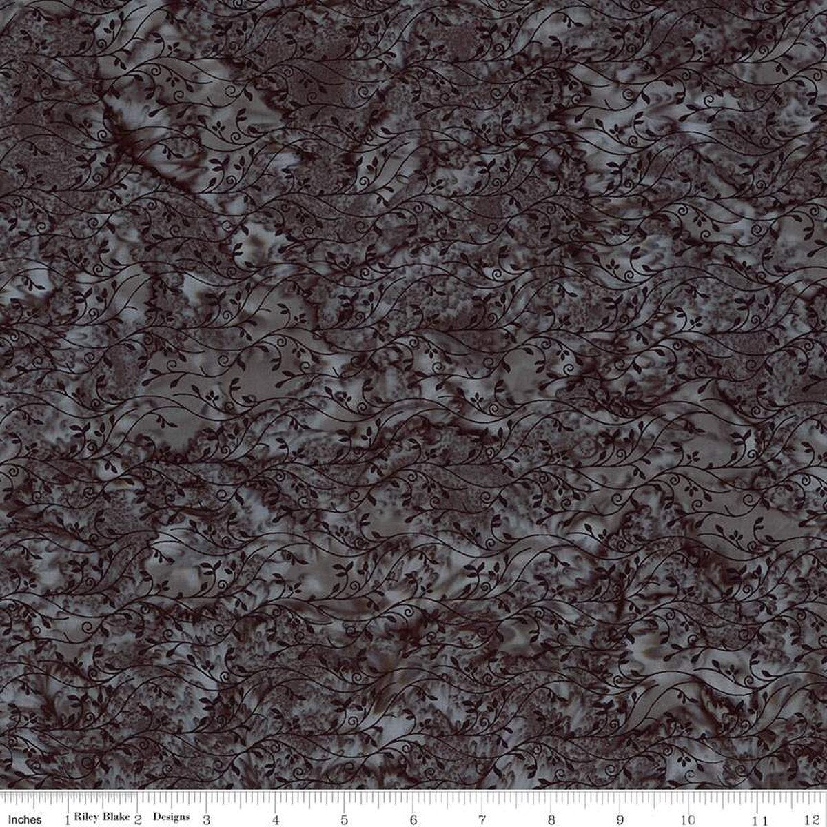 Expressions Batiks Blooms at Dusk Onyx from Riley Blake y the yard