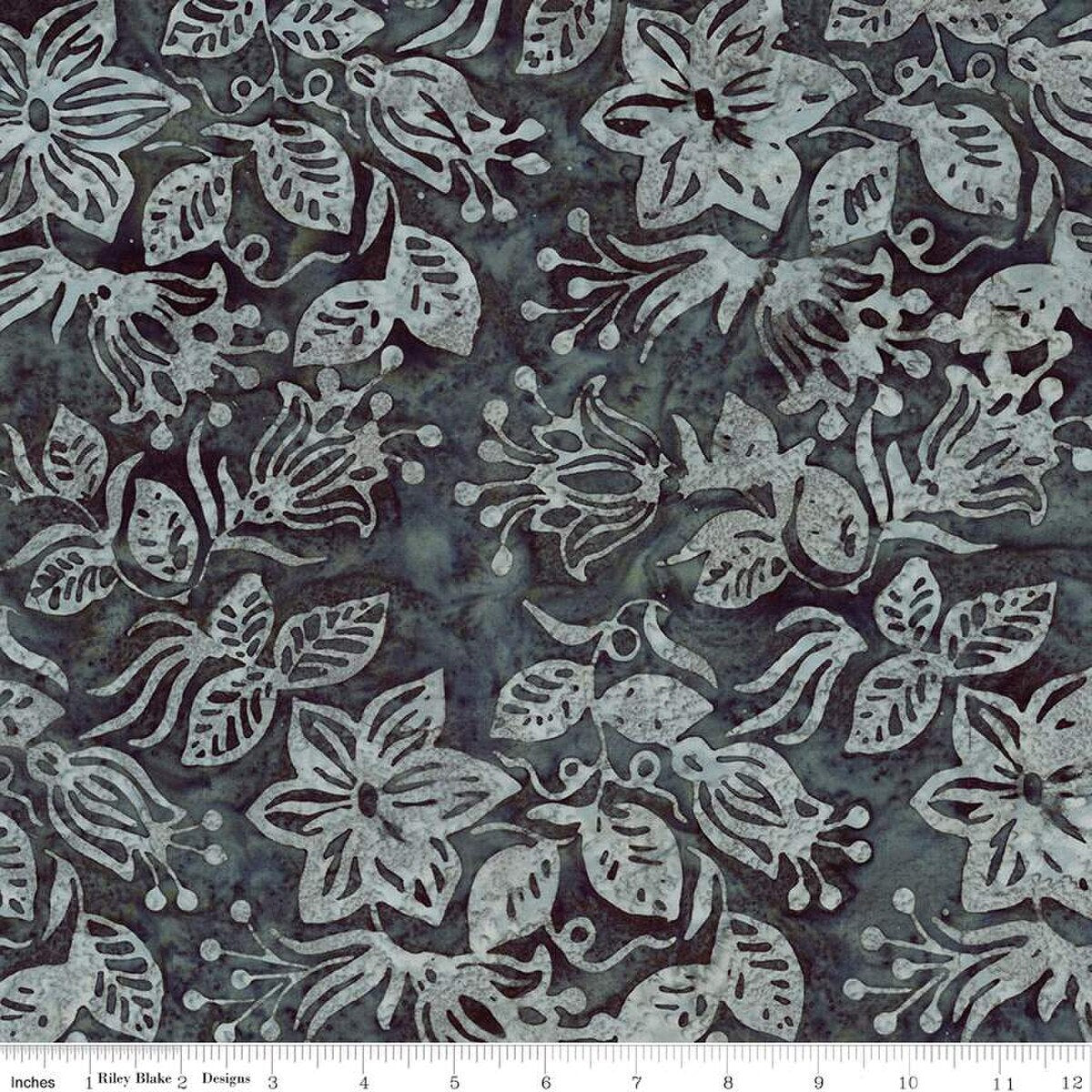 Expressions Batiks Blooms at Dusk Gunsmoke from Riley Blake y the yard