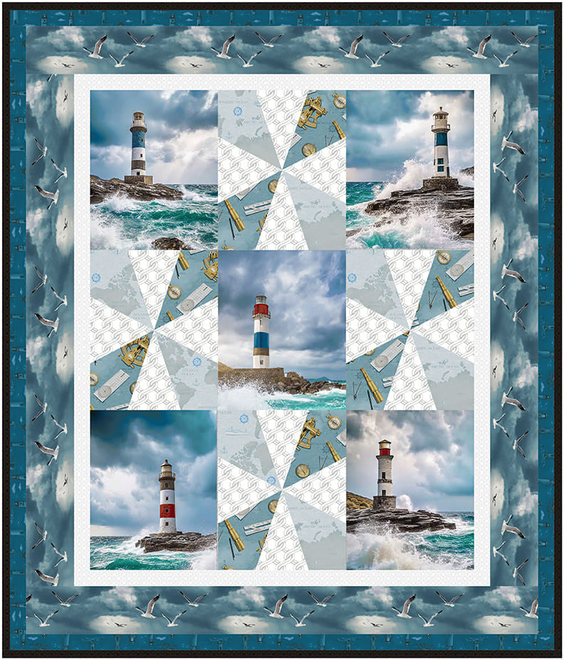 Coastal Guardians Beaming Quilt Kit 40" by 46" - Henry Glass Fabrics
