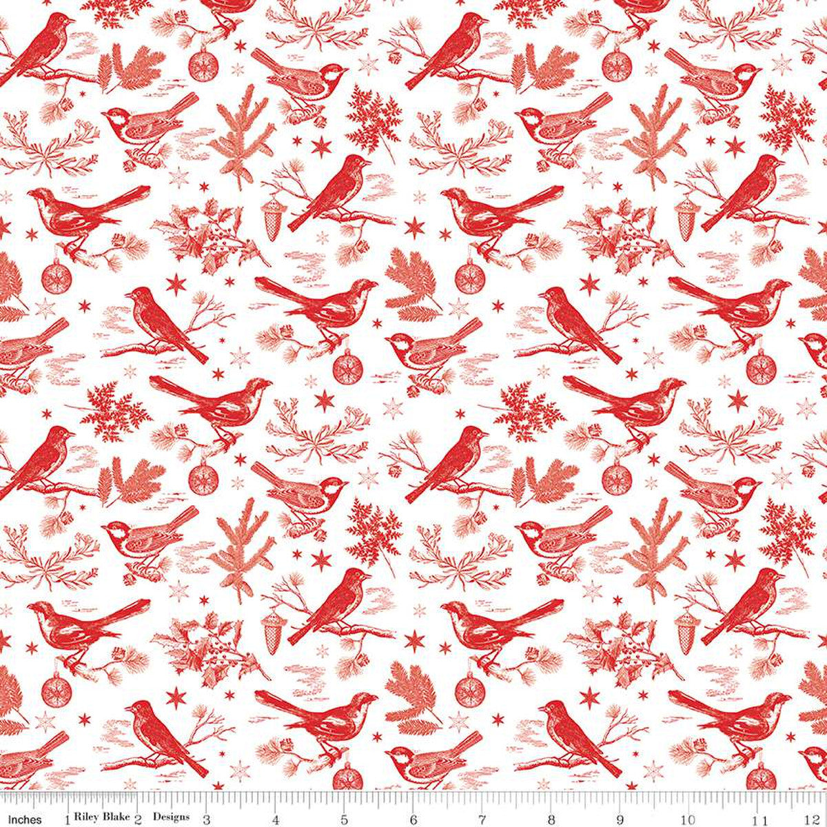 Peace on Earth, White Birds, by Riley Blake