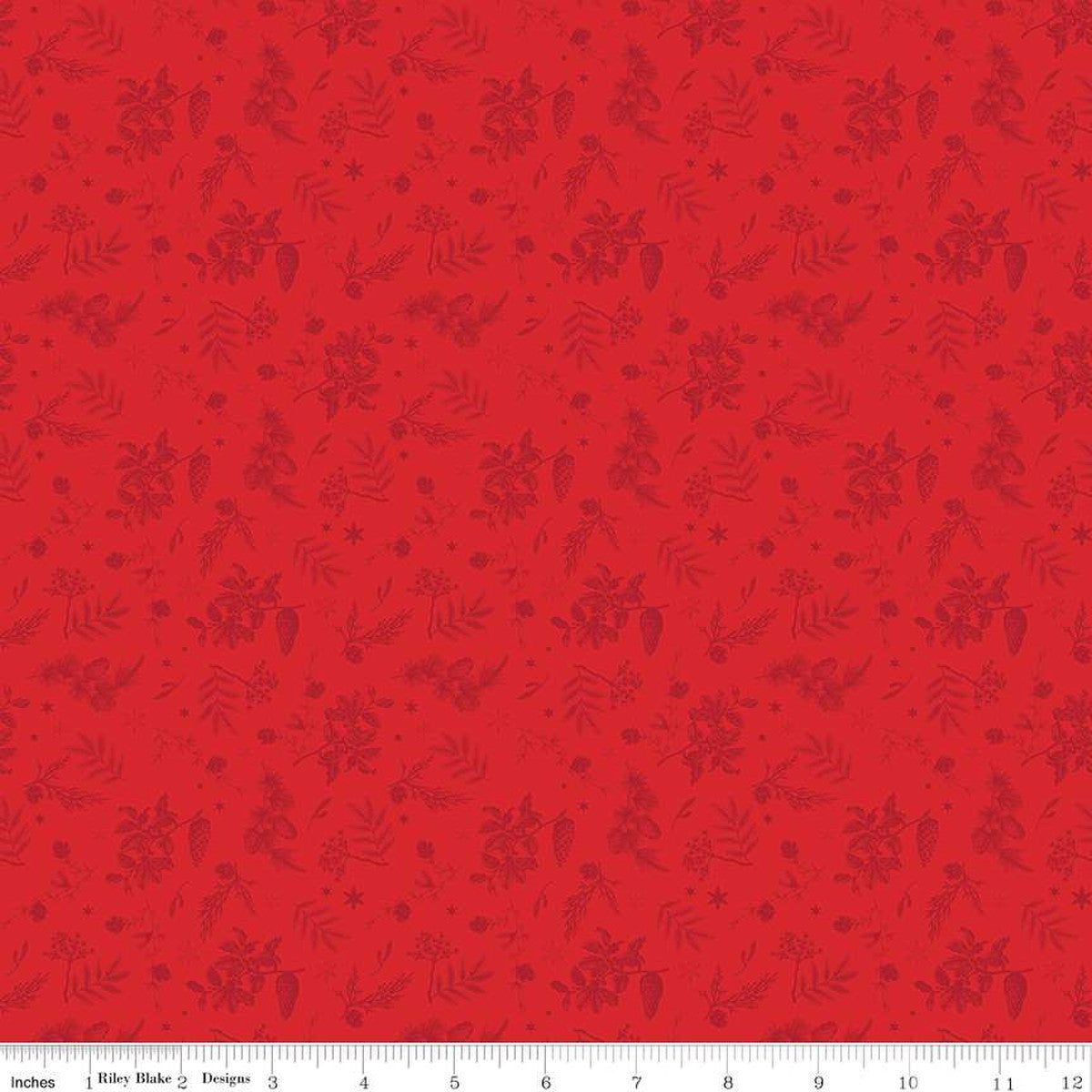 Peace on Earth, red sprigs, by Riley Blake