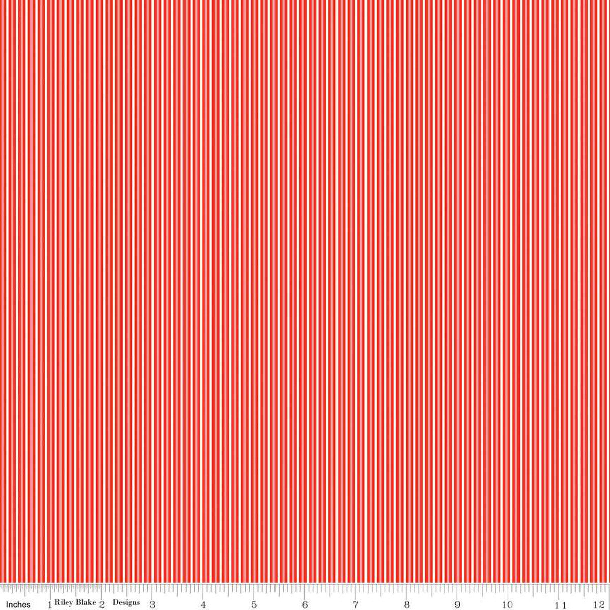 Picnic Florals by Riley Blake, Red Stripe, by the yard