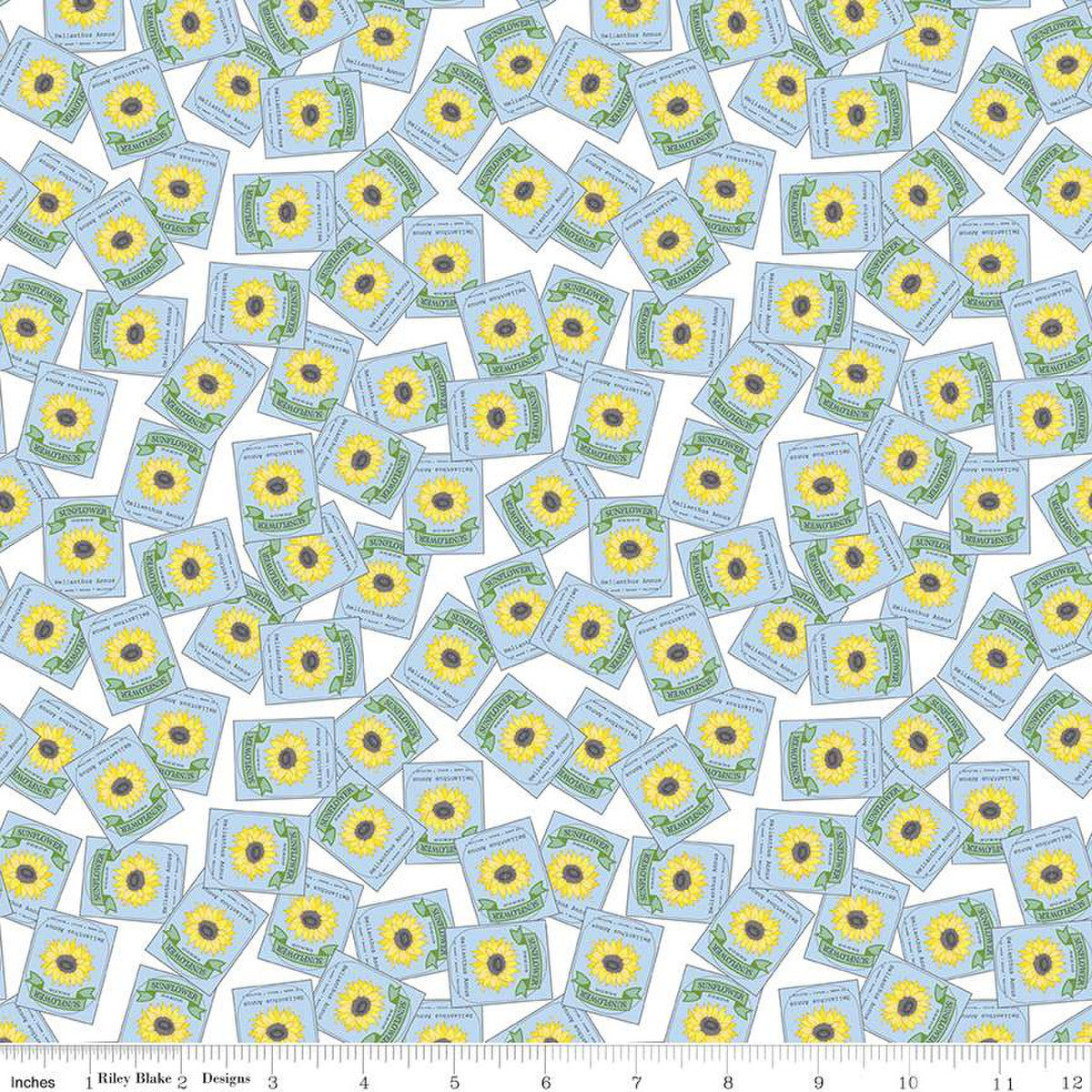 Sunny Skies Seed Packets White, Riley Blake by the yard
