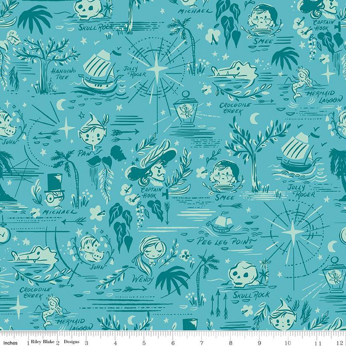 Forever Neverland Neverland Map Lagoon from Riley Blake by the yard