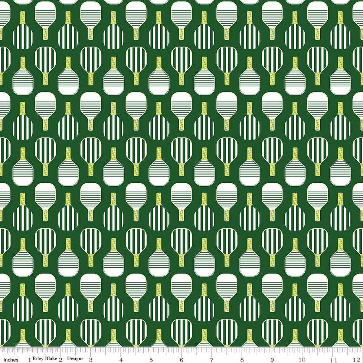 Pickleball Paddles Green, Riley Blake, by the yard