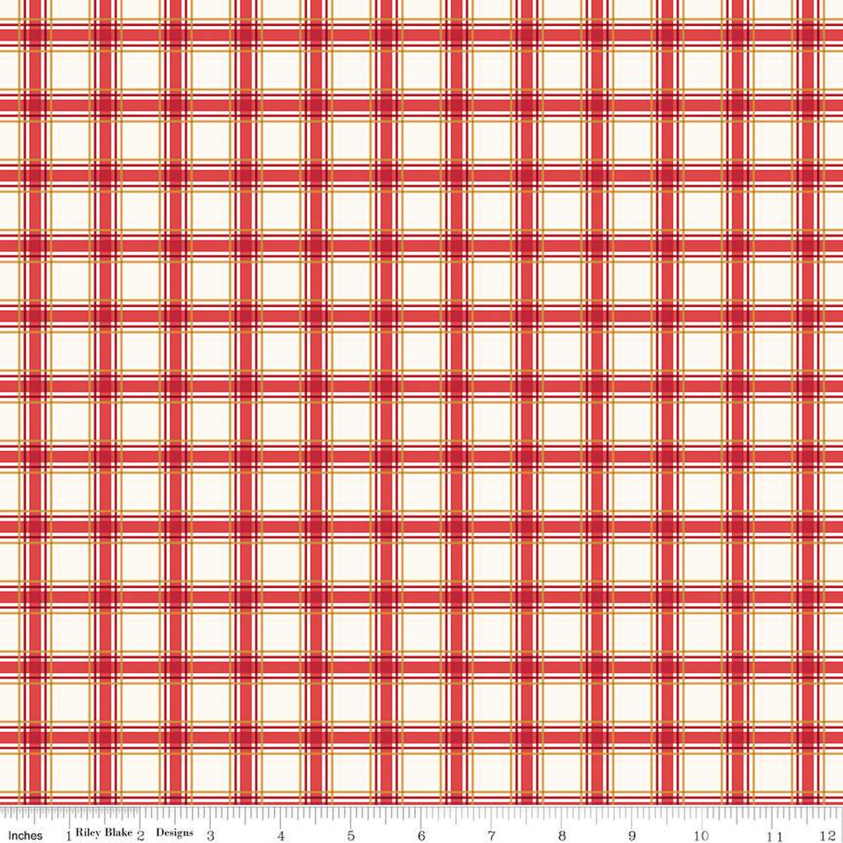 More Christmas Wishes Plaid White by the yard from Riley Blake