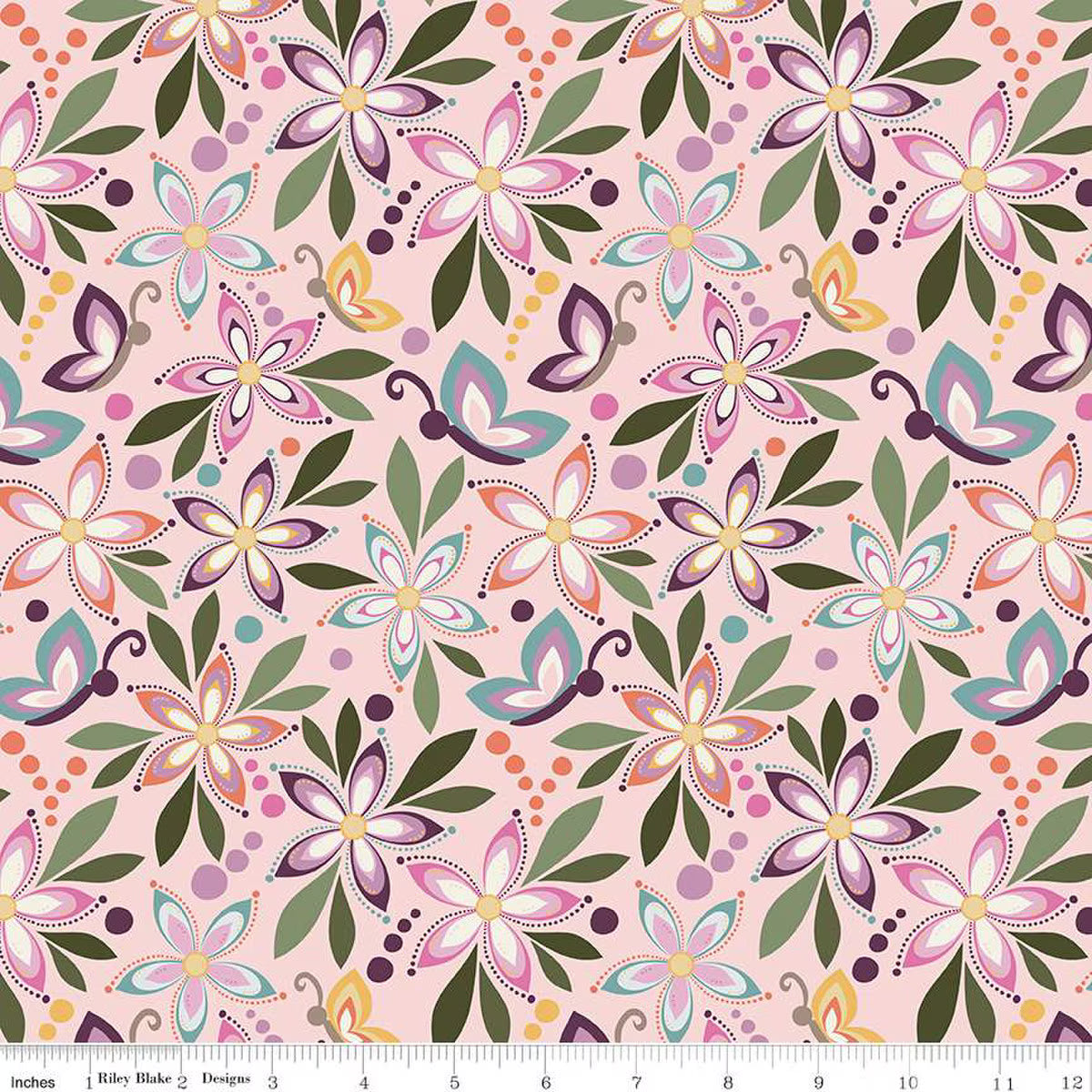 Juju's Petals Main Pink by the yard from Riley Blake