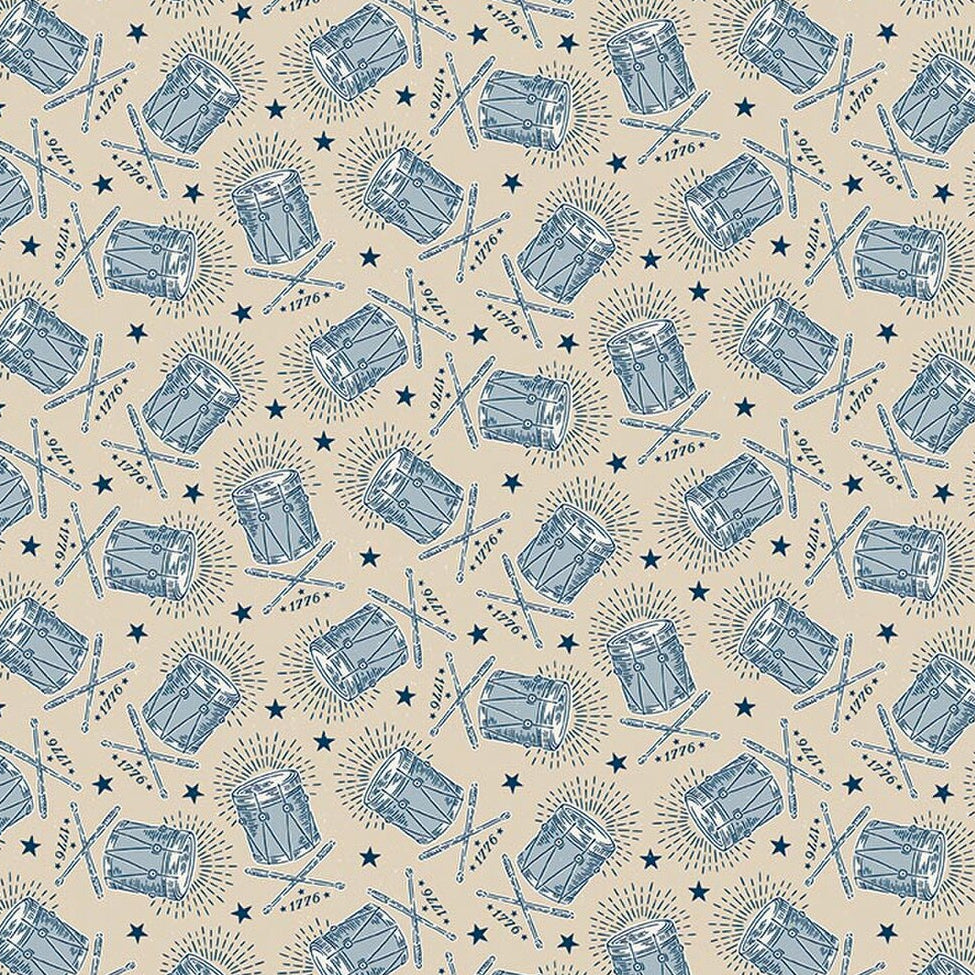 Independence Drums Beige from Riley Blake by the yard