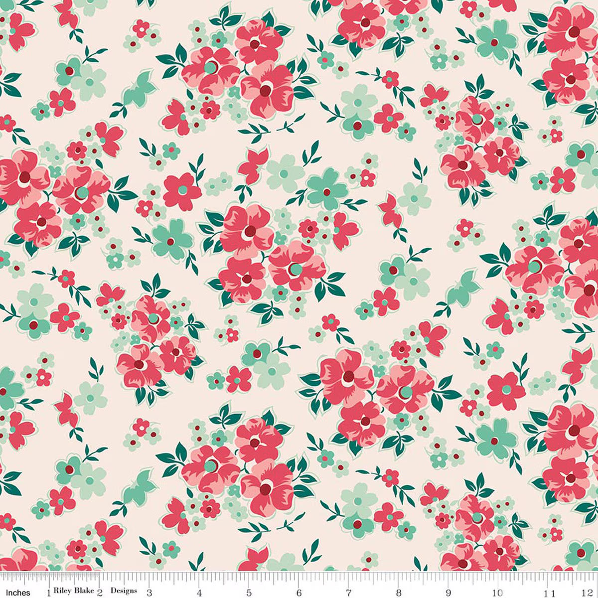 Berry & Sage Floral Latte by the yard, Lori Holt