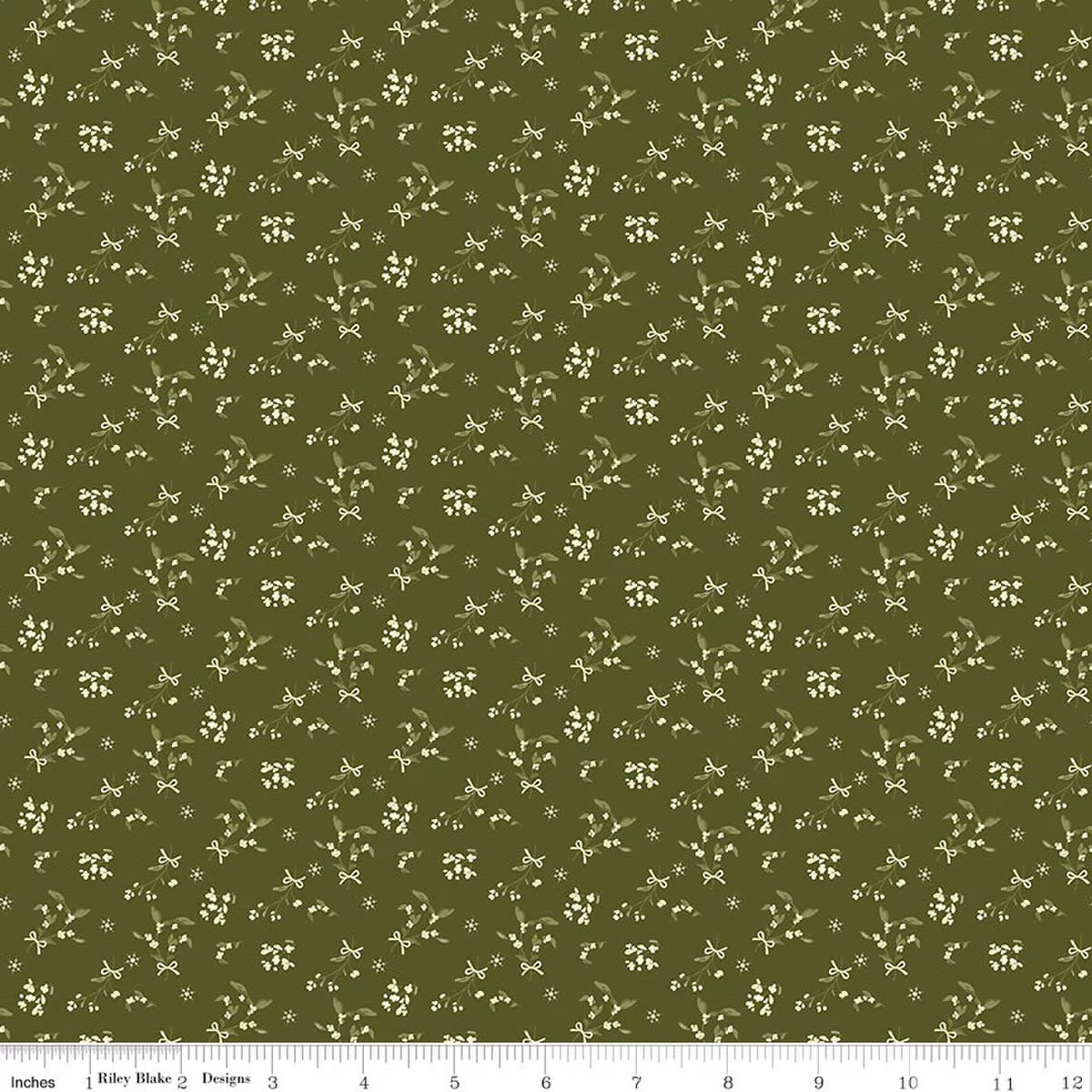 Christmas Greetings Berries Green from Riley Blake Designs, by the yard