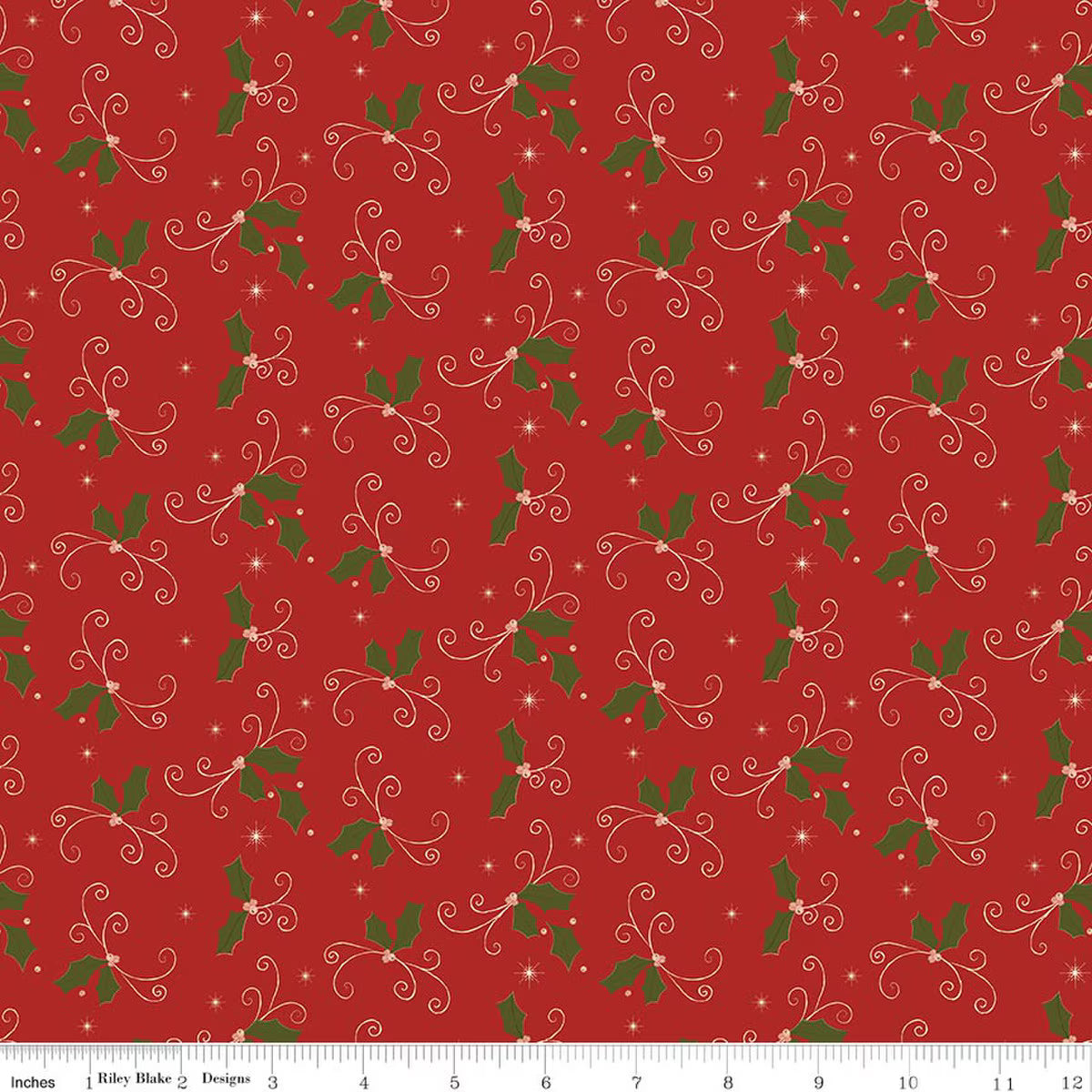 Christmas Greetings Holly Red from Riley Blake Designs, by the yard