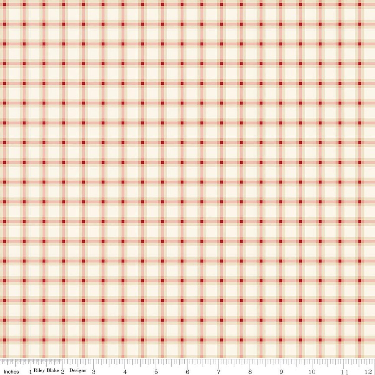 Christmas Greetings Plaid Cream from Riley Blake Designs, by the yard