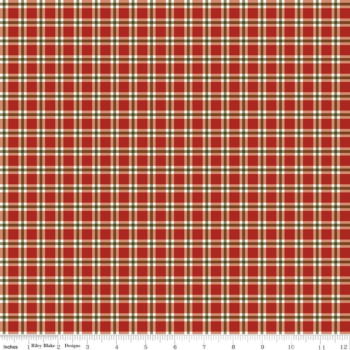 Christmas Greetings Plaid Red from Riley Blake Designs, by the yard