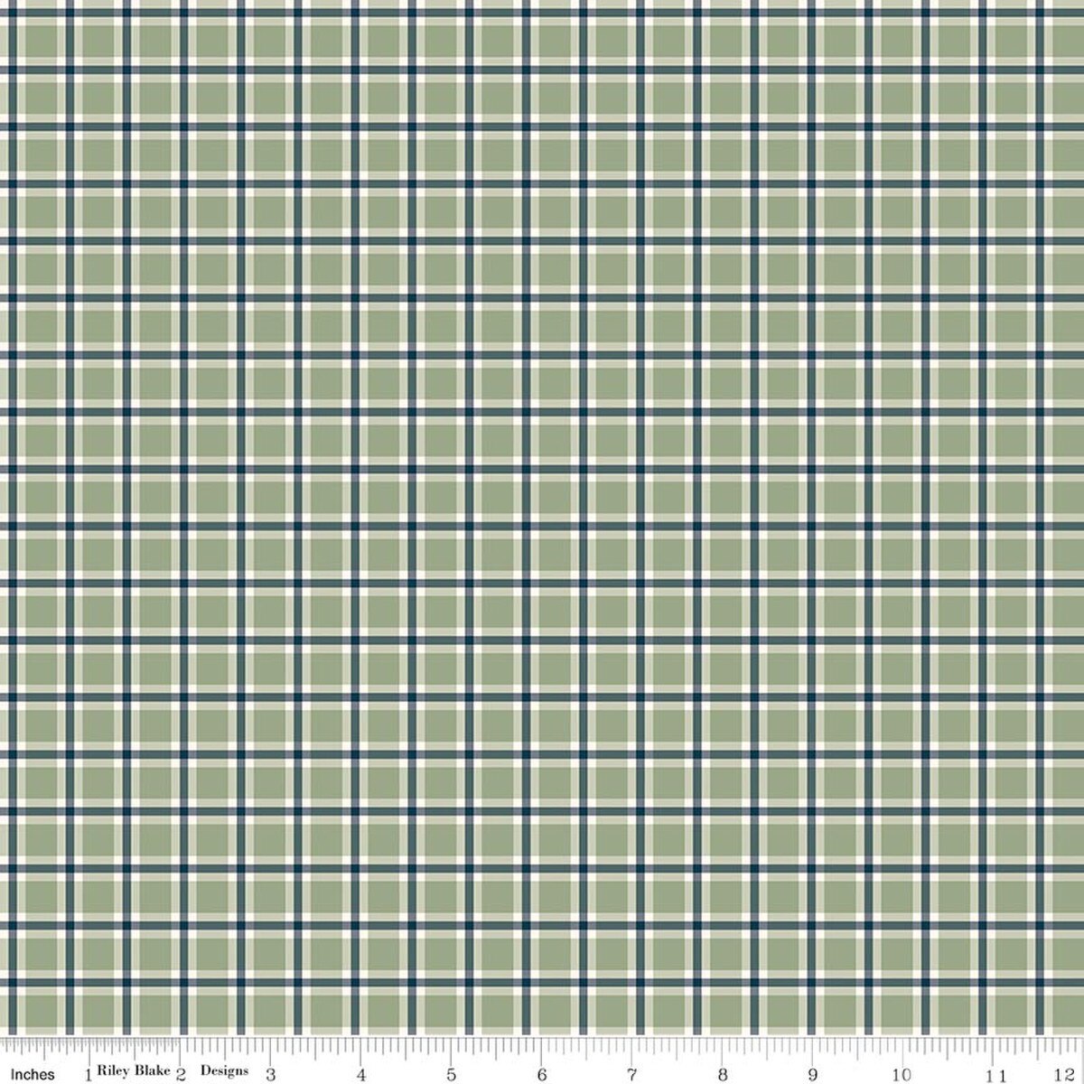 Christmas Greetings Plaid Sage from Riley Blake Designs, by the yard