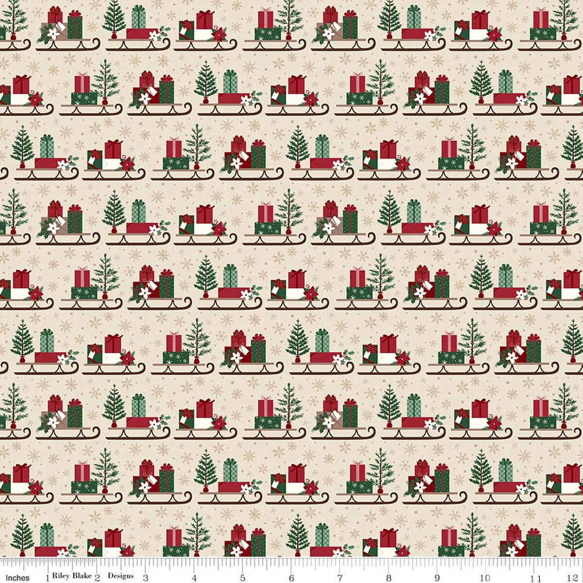 Christmas Time Sleds Linen from Riley Blake By the Yard