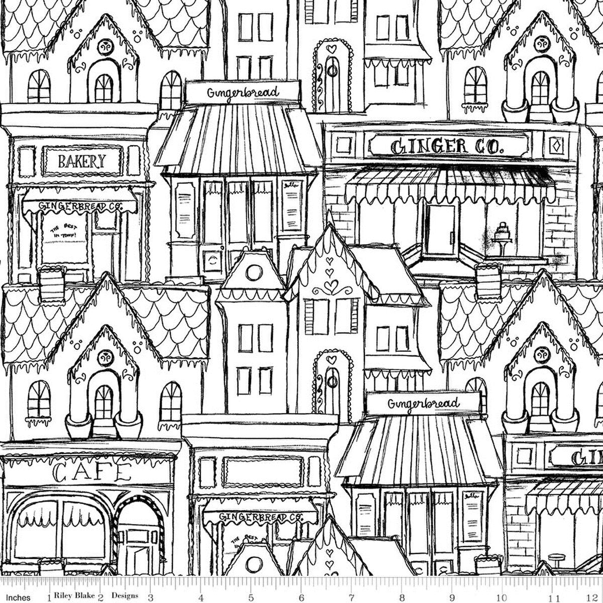 Gingerbread Village White from Riley Blake by the yard