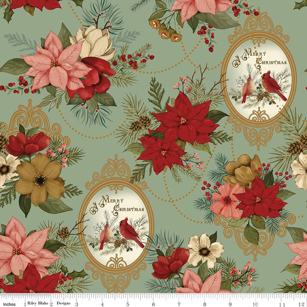 Christmas Greetings Main Spruce from Riley Blake Designs, by the yard