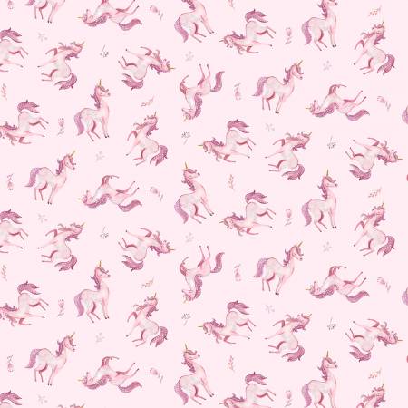 Pink Pretty Glitter Unicorns by Timeless Treasure, fabric by the yard