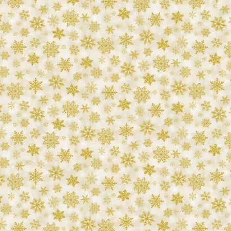 Cream Metallic Snowflakes by the yard