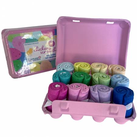 Chicken Scratch Spring Egg Carton With 12 Fat Quarters, free pattern included.