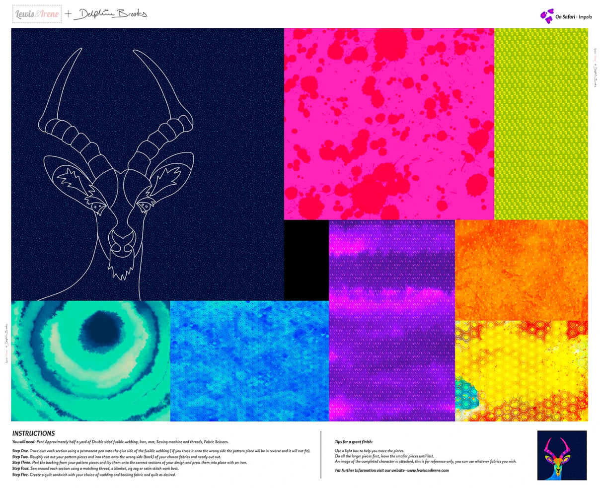 On Safari Collage print, by the Panel, Impala from Lewis and Irene