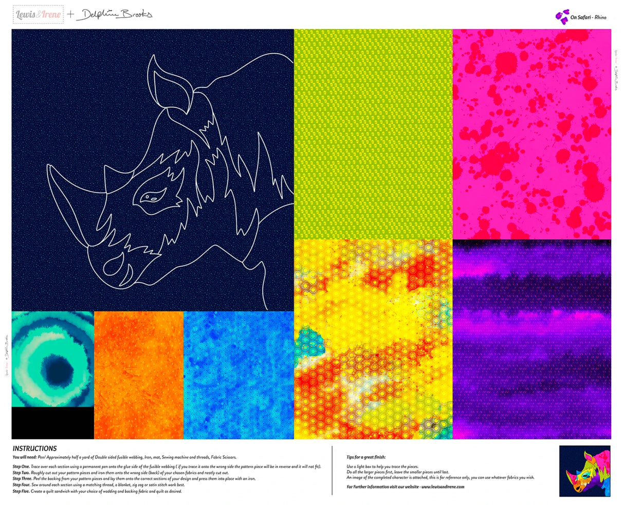 On Safari Collage print, by the Panel, Rhino from Lewis and Irene