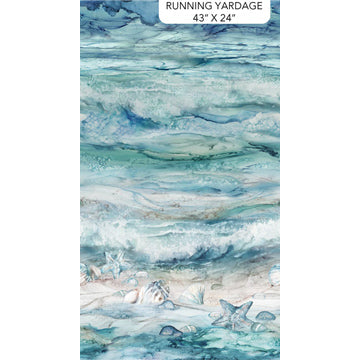 Sea Breeze by Northcott- Running Yardage, multi-Pale blue Ombre , by the panel