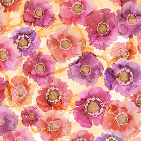 Dragonfly Dance by Northcott, Pink Orange small floral