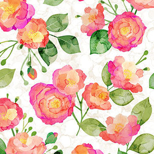 Feature Floral, White Multi, veranda from Northcott fabrics by the yard