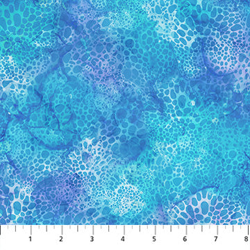 Coral Reef from Northcott, Bubbles, Blue, by the yard