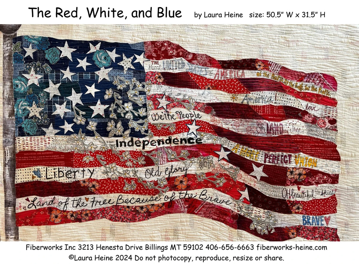 The Red White and Blue Flag Collage Pattern by Laura Heine