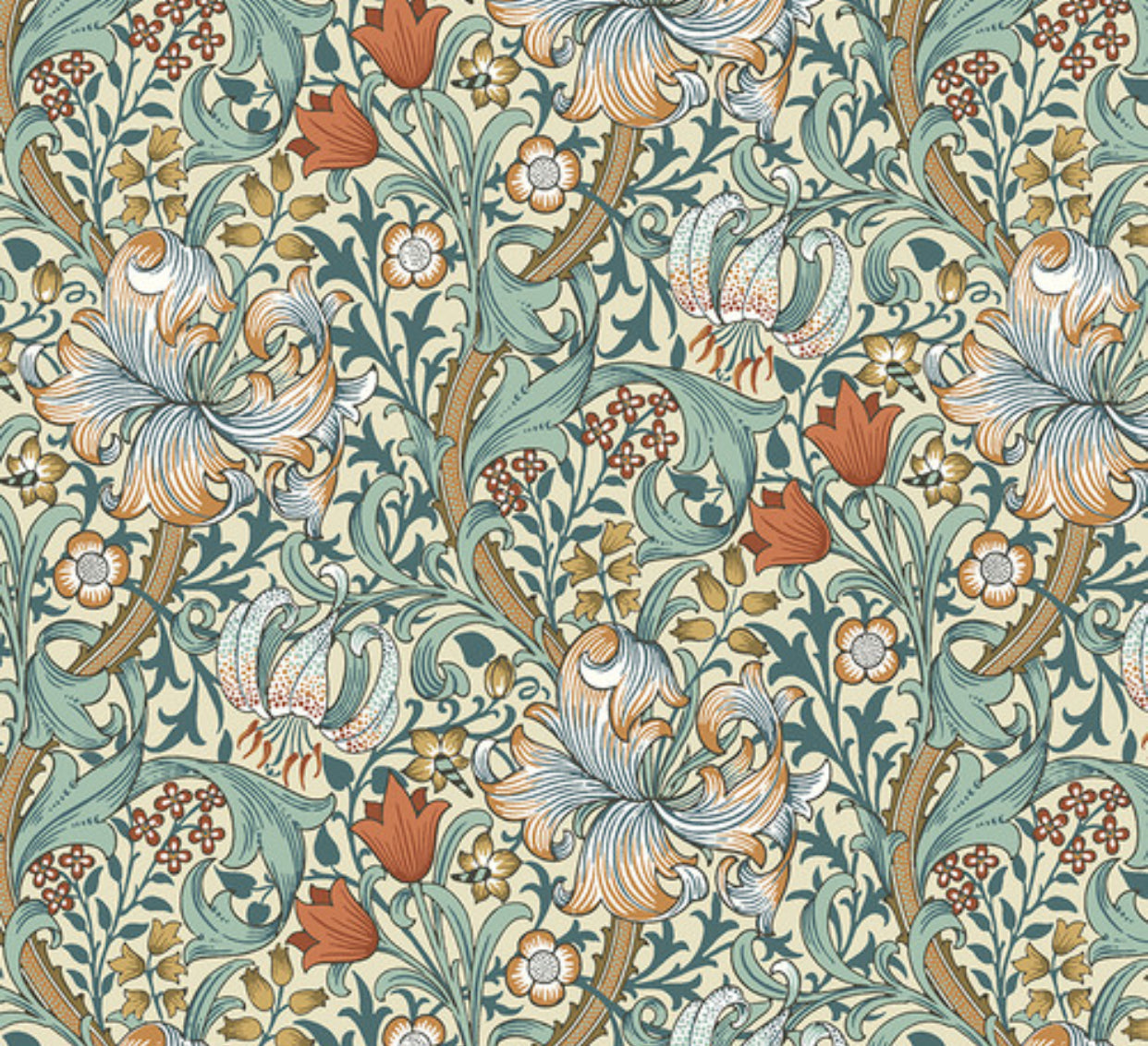 Golden Lily - Autumn|| The Original Morris & Co. by the yard