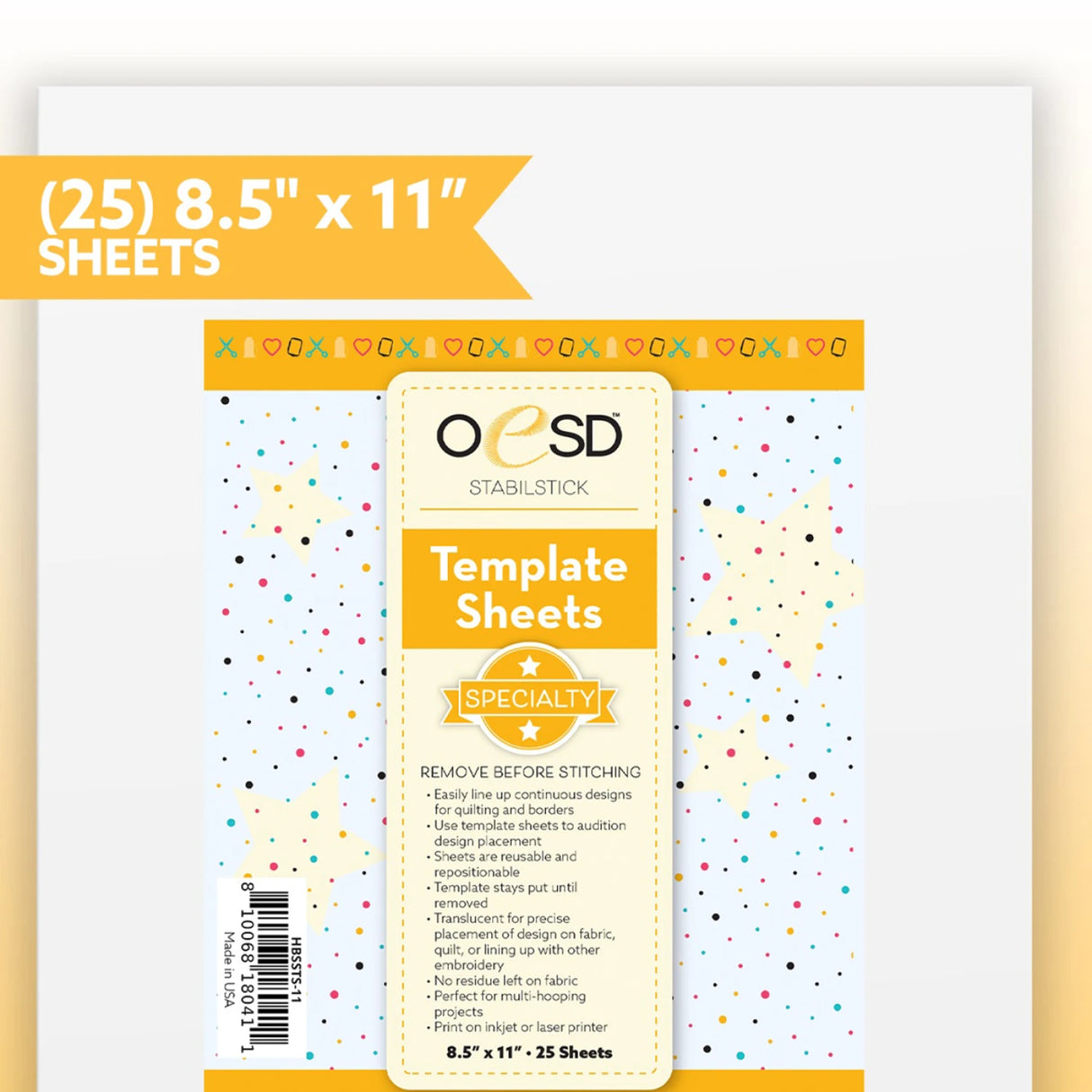 StabilStick Template Sheets 8.5in x 11in