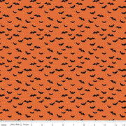 Sophisticated Halloween Bats Orange by Riley Blake sold by the yard