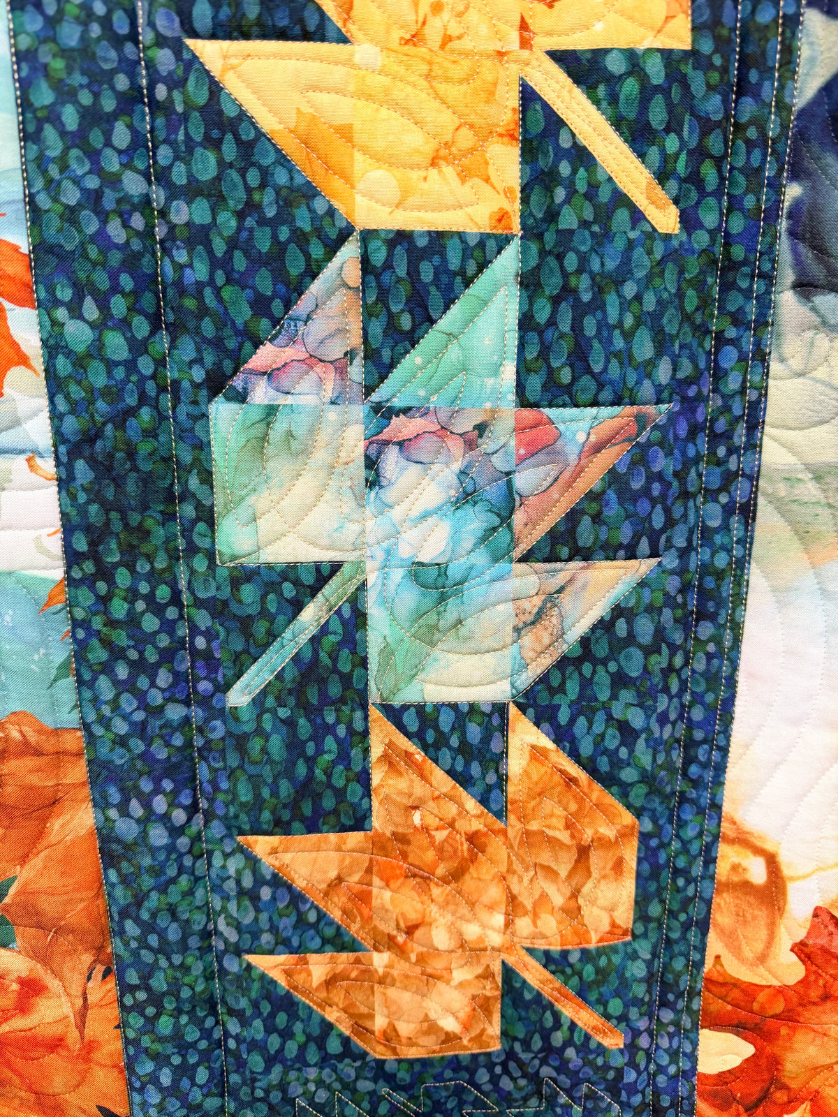 Autumn falling Whole Cloth Quilt, Shop Sample 52" X 72"