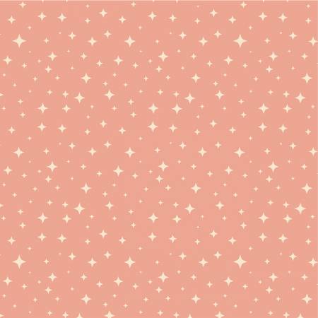 Coral Star Bright, by the yard from Poppie Cotton-