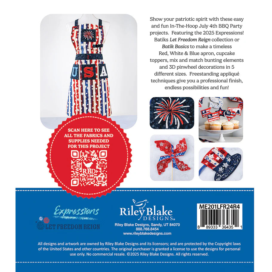 Machine Embroidery Design Collection -Let Freedom Reign by Riley Blake