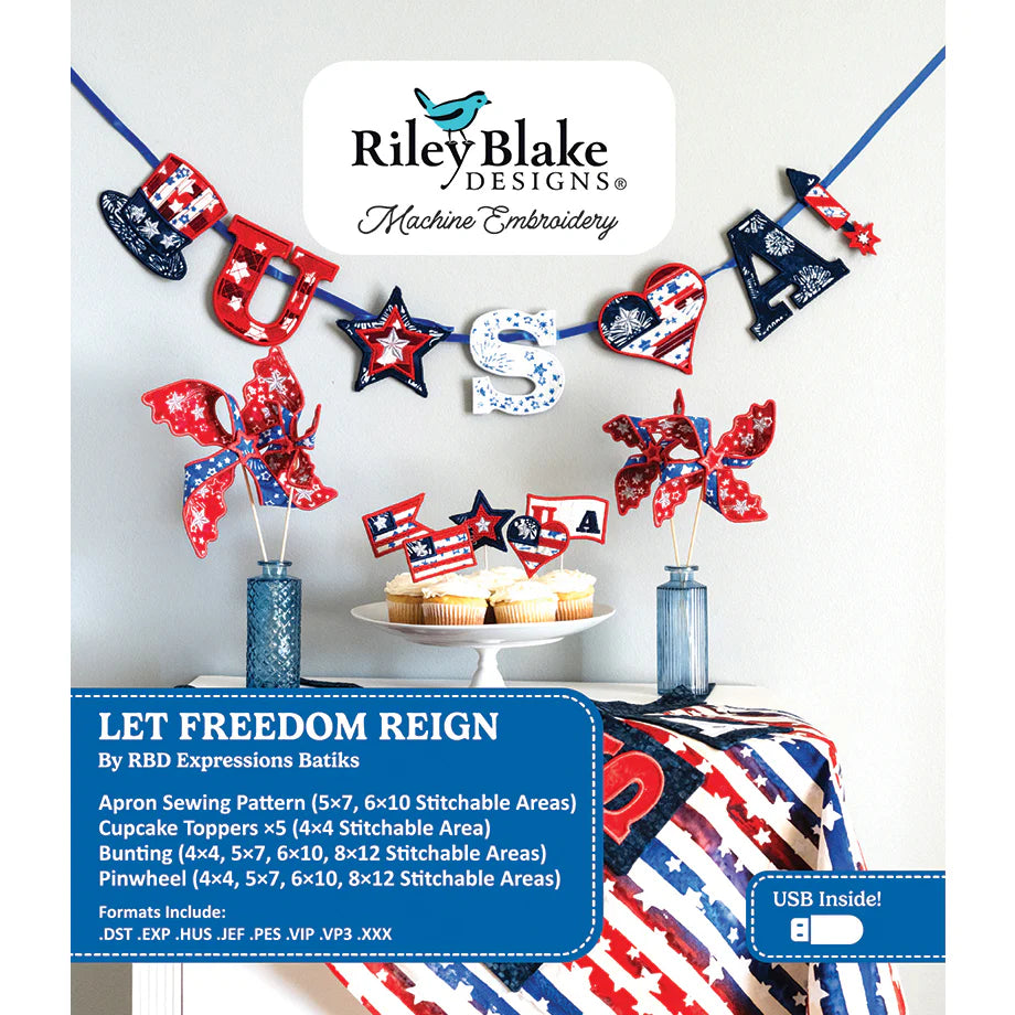 Machine Embroidery Design Collection -Let Freedom Reign by Riley Blake