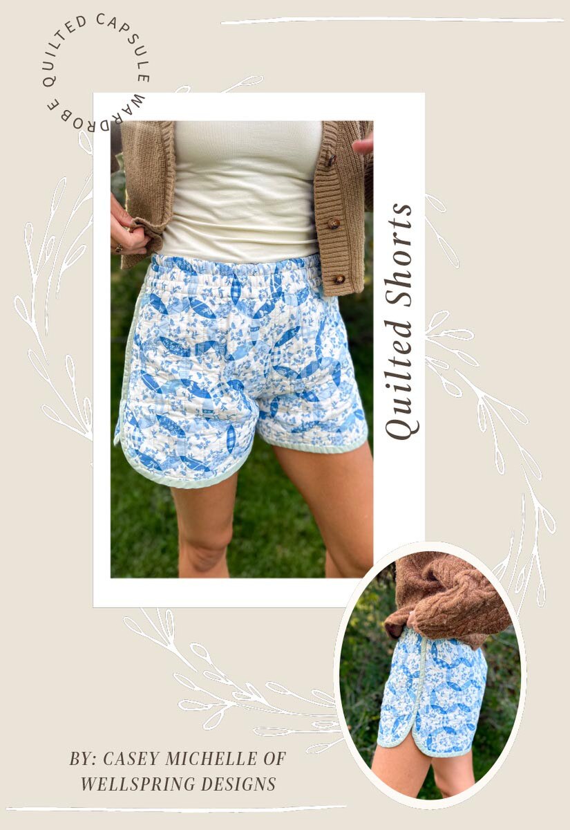 Casey Cometti Quilted Shorts Pattern, Printed Pattern Packet