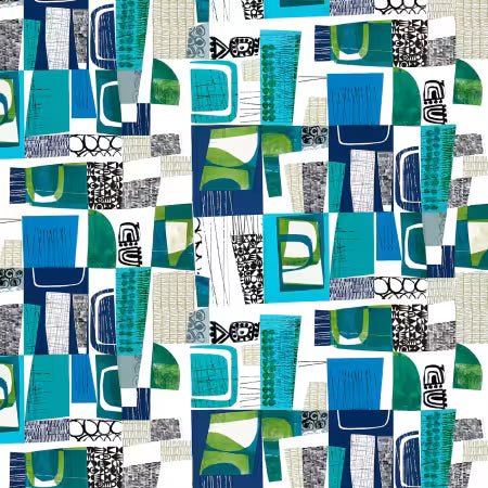 Collage - Sea Blue by the yard from Free Spirit